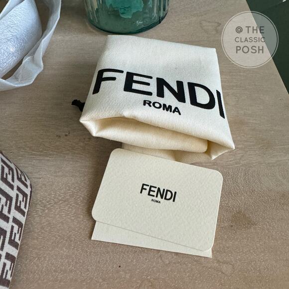 New Fendi Mini Mon Tresor Brown Fabric Mini Bucket Bag - Picture 6 of 11